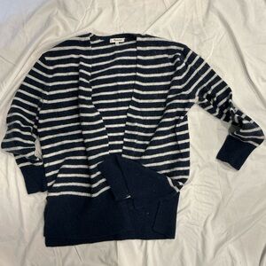 Madewell Blue and White Striped Cardigan Sweater